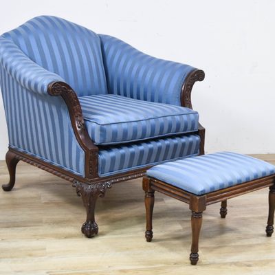 Sale Photo Thumbnail #345: Chippendale Style Carved Armchair and Matching Footstool