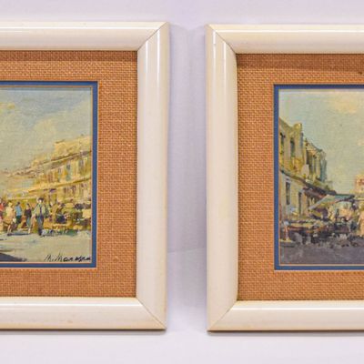 Sale Photo Thumbnail #22: M. Maresca, A Pair of Venetian Market Scenes, Oil on Board