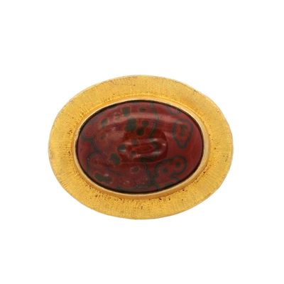 Sterling Silver & 24K Yellow Gold Ring with Jasper