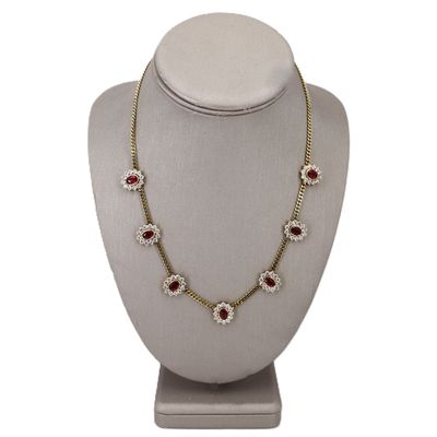 18K Yellow Gold Ruby Necklace with 11.25 CTW in Rubies & Diamonds