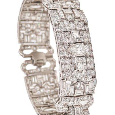 ART DECO 1925 Statement Bracelet In Platinum With 30.40 Cwt In VS Diamonds