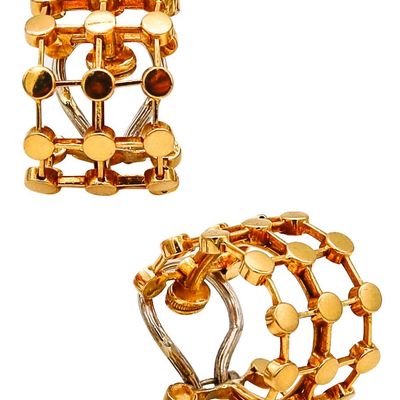 Tiffany & Co. France 1980 Paloma Picasso Geometric Hoop Earrings in 18Kt Yellow Gold