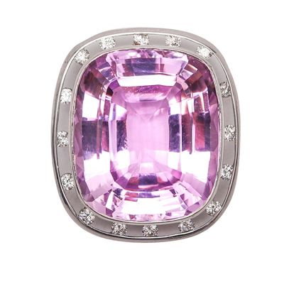 MODERNIST Pendant Necklace In 18Kt Gold With 37.69 Ctw In Kunzite & Diamonds