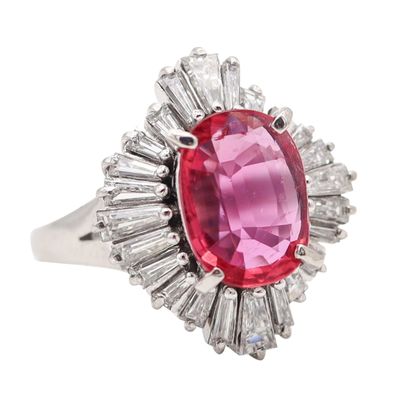 BALLERINA Cocktail Ring In Platinum With 3.98 Cwt. In Red Ruby And Diamonds