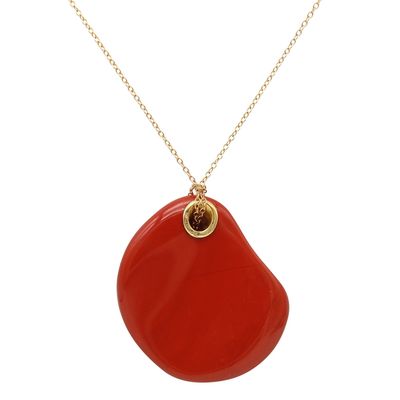 TIFFANY & CO. 1977 Elsa Peretti Jasper Touchstone Pendant Necklace In 18Kt Gold