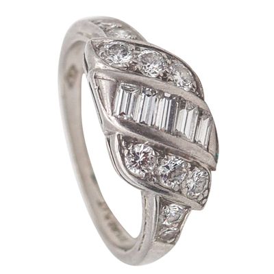 Hartzberg & Co. 1930 Art Deco Band Ring In Platinum With VS Diamonds