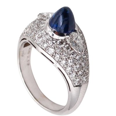 BVLGARI Cocktail Ring In 18Kt Gold With 4.74 Ctw In Diamonds And Sapphire