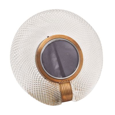 BAROVIER & TOSO 1935 Art Deco Round Torchon Picture Frame In Art-Glass & Bronze