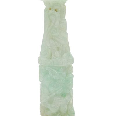 ORIENTALISM Pendant With Organic Motifs In 14Kt Yellow Gold Jade