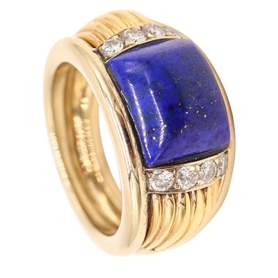 VAN CLEEF & ARPELS Cocktail Ring In 18Kt Yellow Gold With Lapis And Diamonds