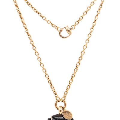 GUCCI Milano Enameled Horsebit Dangle Drop Necklace-Pendant In 18Kt Yellow Gold