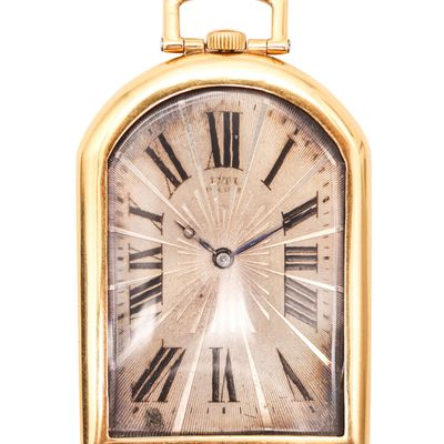 UTI Paris 1930 Art-Deco Odd Shape Pocket Watch In Solid 18Kt Yellow Gold