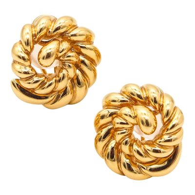VERDURA Milan Twisted Sculptural Clips-Earrings In 18Kt Yellow Gold