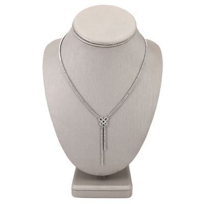 18K White Gold Bow Necklace with 3.10 CTW in Diamonds