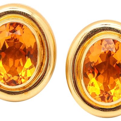 TIFFANY & CO. 1980 Paloma Picasso Clips Earrings In 18Kt Yellow Gold With Citrines