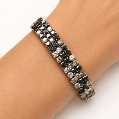 18K Rose Gold Bracelet with 7.47 CTW in White, Champagne & Black Diamond