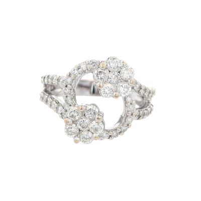 18K White Gold Flower Ring with 1.25 CTW in Diamonds
