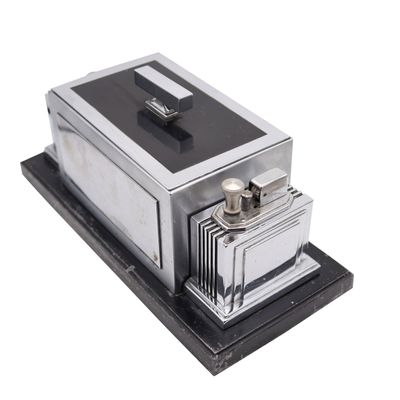 RONSON 1936 Art-Deco Machine Age Cigar Humidor Desk Box With Touch-Tip Striker