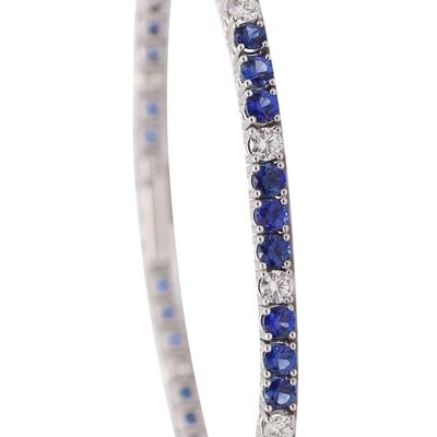 GÜBELIN Riviera Bracelet In 18Kt White Gold With 7.35 Ctw Diamonds & Sapphires