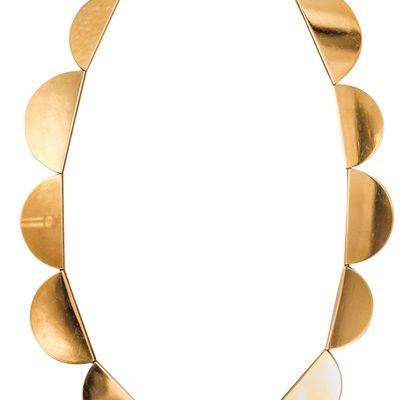 BETTY COOKE 1980 Geometric Semi-Circles Necklace In 14Kt Yellow Gold