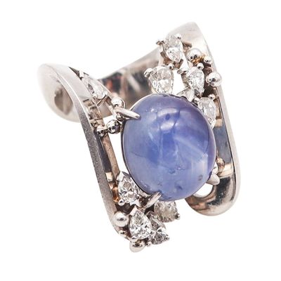 GIA CERTIFIED Cocktail Ring In Platinum With 15.40 Ctw Sapphire And Diamonds