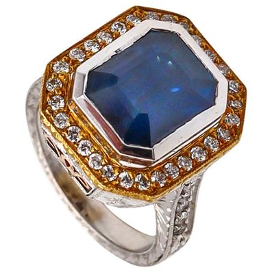Loree Rodkin Baroque Cocktail Ring In 18Kt White Gold With 5.88 Cts In Sapphire And Diamonds