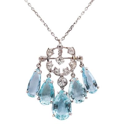 Seaman Schepps 1940 Art Deco Convertible Necklace In 14Kt Gold With 40.54 Ctw In Diamonds And