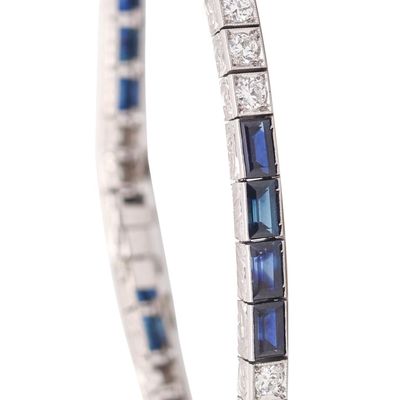 J.B. CALDWELL 1925 Bracelet In Platinum With 8.58 Ctw In Diamonds & Sapphires