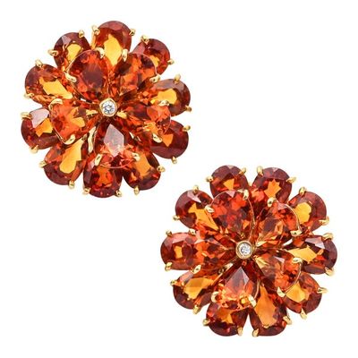 TIFFANY & CO. 1950 Clips-On Earrings In 18Kt Yellow Gold With Madeira Citrines