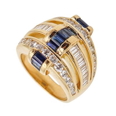 CHARLES KRYPELL Cocktail Ring In 18Kt Gold With 3.15 Cwt In Diamonds & Sapphires