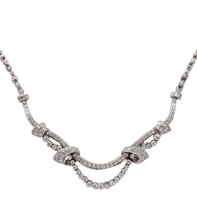 Art Deco 1935 American Garlands Necklace In Platinum With 12.68 Ctw In Diamonds