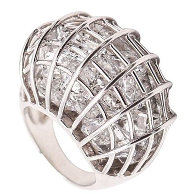 VERDURA Milano Caged Cocktail Ring In 18Kt White Gold With 25 Rock Quartzes