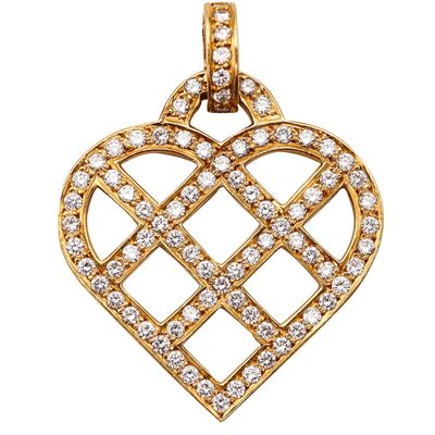 O. J. PERRIN Paris Geometric Heart Pendant in 18Kt Gold With 2.52 Ctw Diamonds