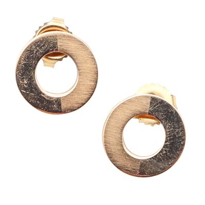 BETTY COOKE 1970 Modernist Geometric Circular Studs Earrings In 14Kt Yellow Gold
