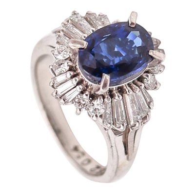 BALLERINA Classic Ring In Platinum With 2.38 Ctw In Sapphires And Diamonds