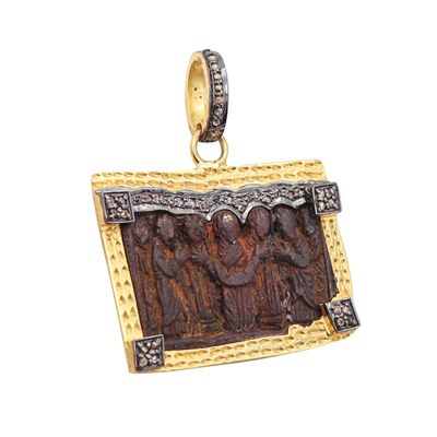 BYZANTINE 1650 Orthodox Medal In Copper 18Kt Vermeil Sterling And Diamonds