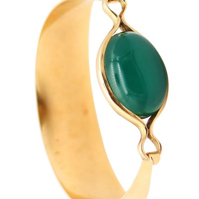 PUIG DORIA 1970 Sculptural Reversible Bangle Bracelet In 18Kt Gold With Gems