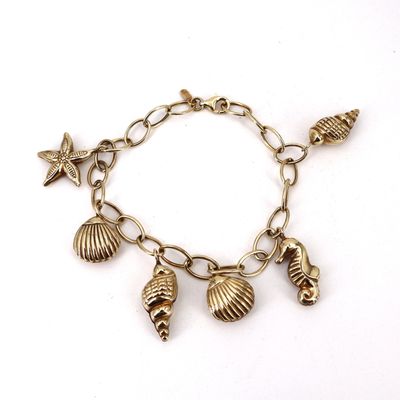 14K Yellow Gold Seashell Charm Bracelet