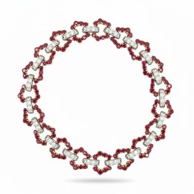 David Webb 18K Gold & Platinum Bracelet with 14.55 CTW in Rubies & Diamonds