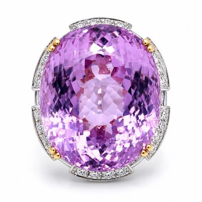 18K White Gold Ring with 43.25 CTW in Kunzite & Diamond