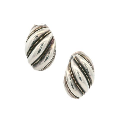 Tiffany & Co. Sterling Silver & 18K Yellow Gold Shell Swirl Earrings