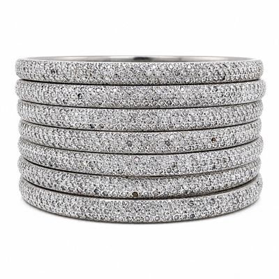 10K White Gold Bangle Bracelets with 21.00 CTW in Diamond