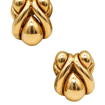 RENE BOIVIN Paris 1970 Puffed Bulbous Clips On Earrings In 18Kt Yellow Gold