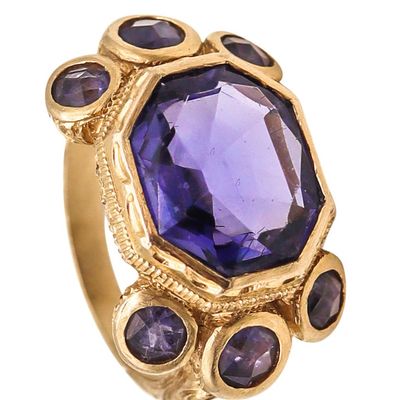 MONICA ROSSI Milan For Anaconda Cocktail Ring 19Kt Yellow Gold 5.79 Cts In Iolites