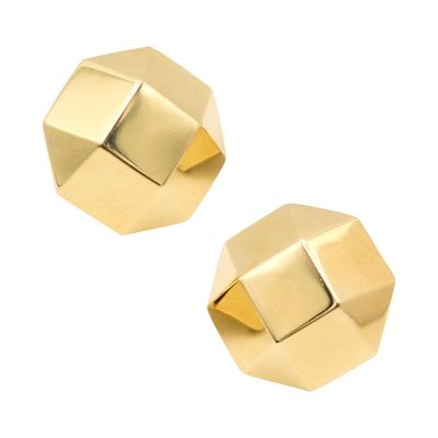 CARTIER 1970 Geometric Faceted Clips-On Earrings In Solid 18Kt Yellow Gold