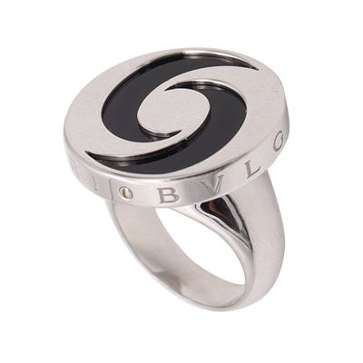 BVLGARI Milano Spiner Op-Art Cocktail Ring In 18Kt White Gold With Onyx