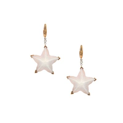 Italian 18K Yellow Gold Starfish Earrings with 0.50 CTW in Diamonds & Cameo