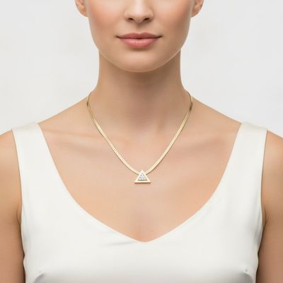 18K Yellow Gold & Platinum Triangle Pendant Necklace with 1.00 CTW in Diamonds