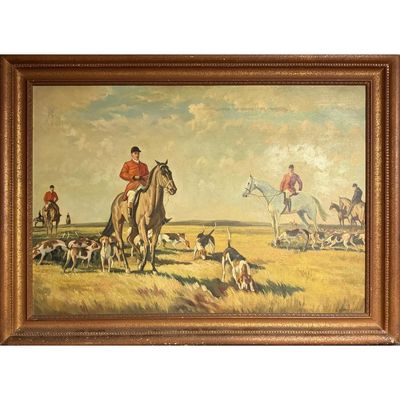 20th C. Signed Painting, Oil on Canvas "Horseback"