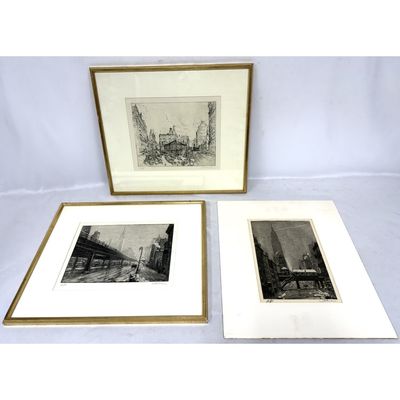 Leon Louis Dolice, American (1892-1960) 3 Etchings